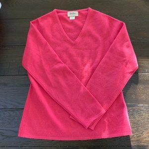 raspberry cashmere v-neck sweater